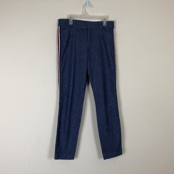 Old Navy Pixie 2 Womens Pants Straight Leg Striped Side Flat Front Denim Pockets - Picture 2 of 6